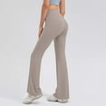 thumbnail image 4 of Pincandy Women's Solid Color High Waist Elastic Waist Yoga Pants, Flared Hem, Casual & Fitness Activities, 4 of 5
