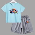 thumbnail image 3 of Conjunto de 2 piezas de camiseta y pantalones cortos de algodón para adolescentes y niños, juego de lucha, ropa deportiva de manga corta de verano para niño y niña, 3 of 5