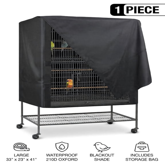 Large Bird Cage Cover, Waterproof Oxford Pet Night Shade Blackout Shield 33" x 23" x 41" for Parrot Parakeet Finch