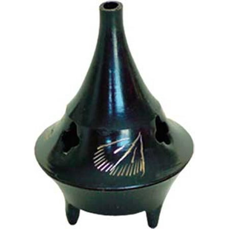 Incense Burner Cones Shape Two Piece Black Metal Cut Out Star Shapes Meditation Tool 2