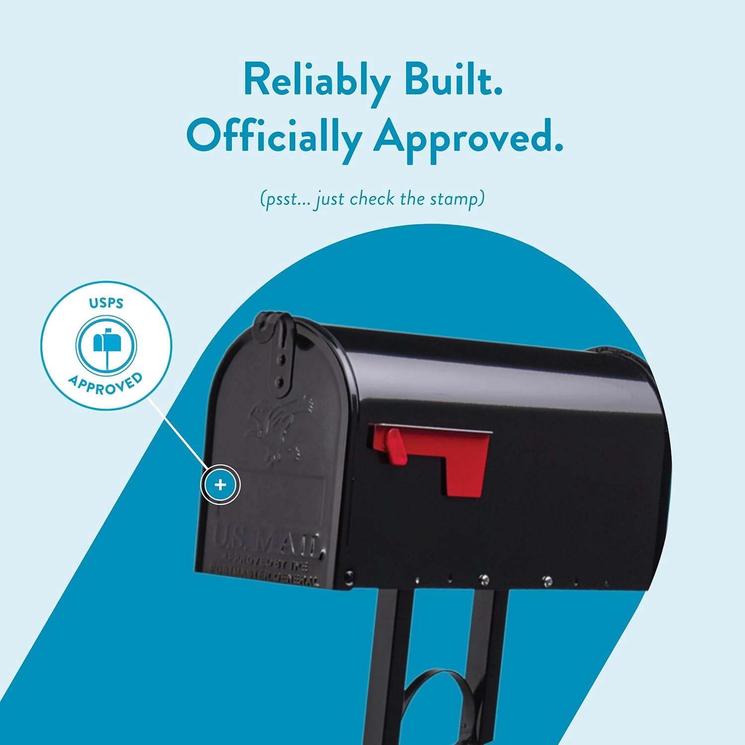 Weather-Resistant Steel Metal Mail Box for Outside with Post, Black, Medium Curbside  Approved