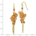 thumbnail image 2 of Gold-tone Shepherd hook Dark Yellow Crystal Beaded Cluster Drop Earrings 66x20mm Wide Dangle Earring for Women, 2 of 2