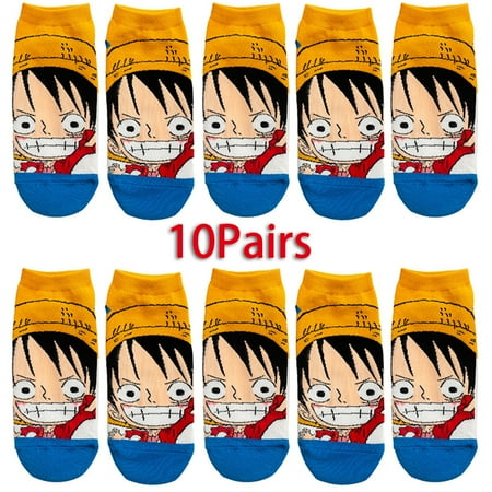 

10Pairs Cartoon One Piece Luffy Ankle Socks for Girls