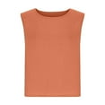 thumbnail image 5 of Women's Cotton Linen Sleeveless Shirts Summer Casual Crew Neck Flowy Tops Loose Breathable Lightweight Blouses (S, Orange), 5 of 6