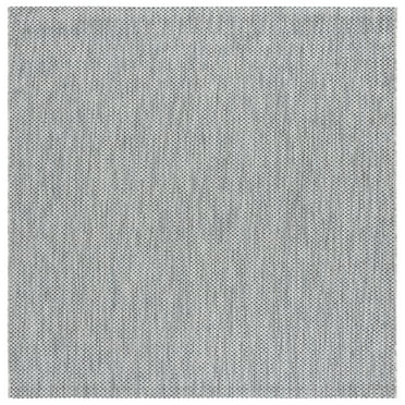 SAFAVIEH Courtyard Finnian Solid Indoor/Outdoor Area Rug, Grey/Navy, 9' x 9' Square