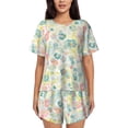 thumbnail image 1 of Fotbe Watercolor Wildflowers Conjunto de Pijama Estampado para Mujer, 2 Piezas, Ropa de Dormir con Camiseta de Manga Corta y Shorts Suaves-X-Large, 1 of 6