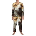 thumbnail image 3 of Picia Vintage Colorful Flower Puppy Pattern Men’s Long-Sleeve Sleepwear Set - Soft 2-Piece Loungewear with Pockets, Comfy PJs for Relaxing Nights-XX-Large, 3 of 7