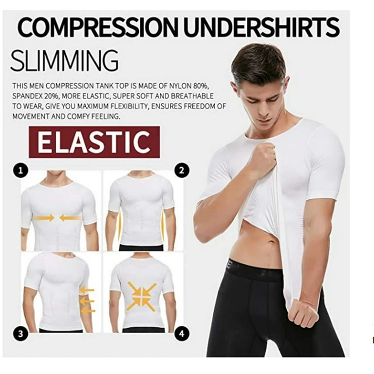 Men Body Toning T-Shirt Body Shaper Corrective Posture Shirt Slimming Belt  Belly Abdomen Fat Burning Compression Corset(Gray,M)