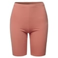thumbnail image 2 of A2Y Women's Basic Solid Premium Cotton Mid Thigh High Rise Biker Bermuda Shorts Dusty Rose S, 2 of 5