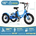 thumbnail image 3 of Ficisog 16" Kids Electric Trike for Beginner Riders, Fat Tire 3 Wheel Electric Bikes for Boys Girls, 250W 24V Electric Tricycle, Aluminum Frame Motored Trike with Rear Basket and Removable Battery, 3 of 10