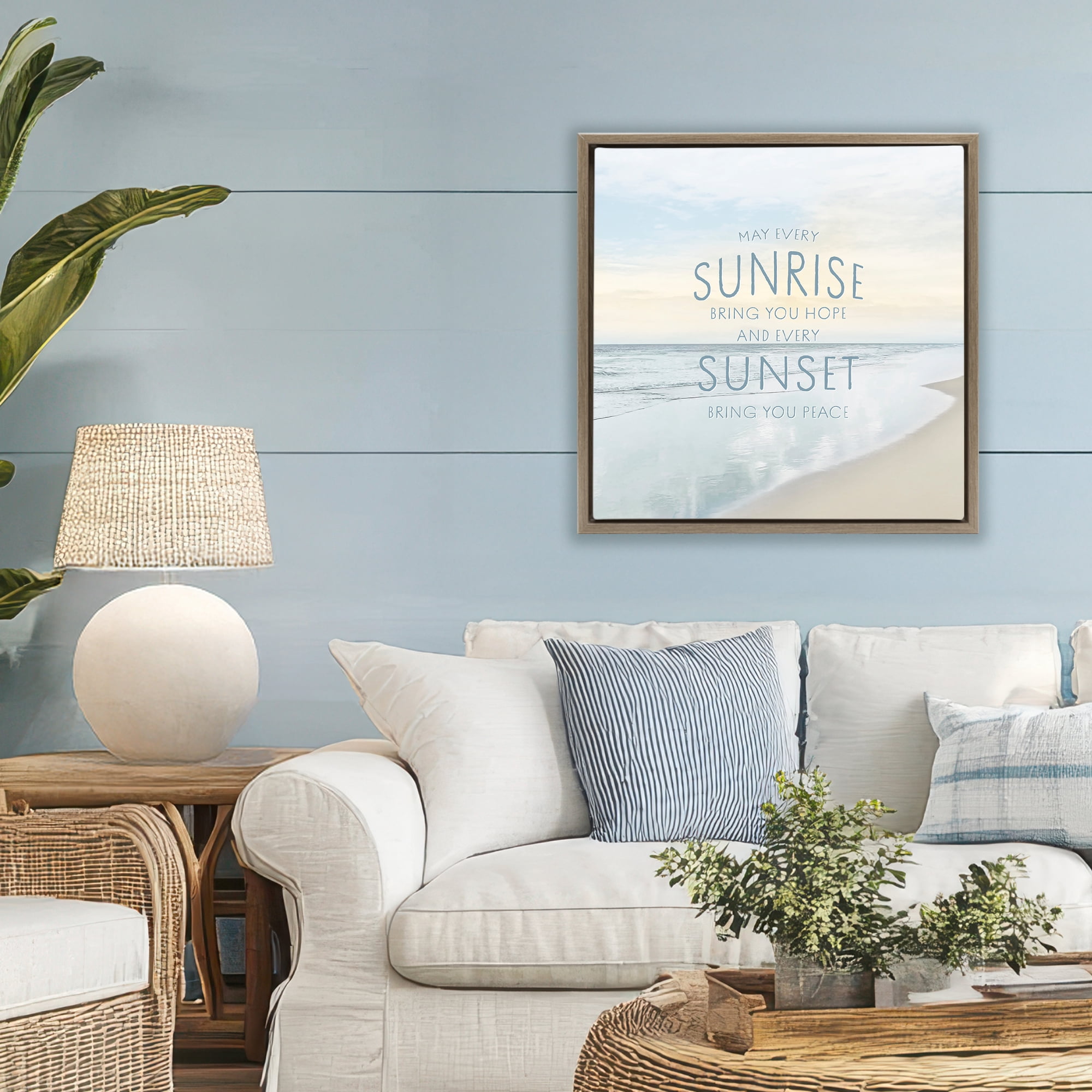 Stupell Industries Sunrise & Sunset Statement Brown Framed Floater Canvas Wall Art, design by Natalie Carpentieri