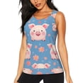 thumbnail image 1 of Balery Cute Pig Flowers Camiseta sin mangas estampada ligera para mujer, tops de entrenamiento sin mangas, camisetas de yoga transpirables de secado rápido.-XX-Large, 1 of 7
