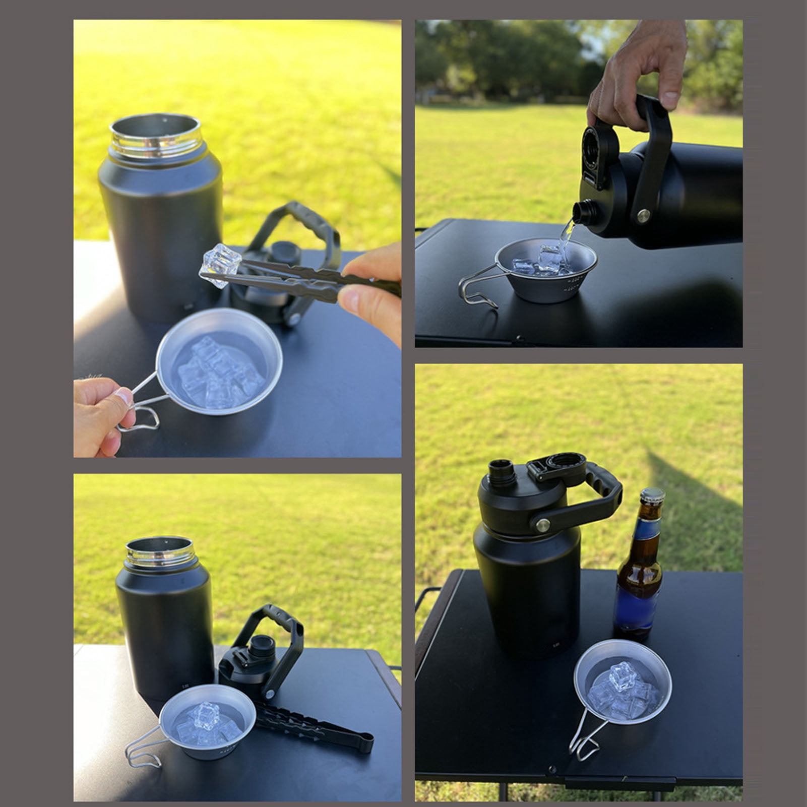 Nieyigj 1 Gallon (3.8L) Stainless Steel Sports Water Bottle Double Wall Vacuum Insulated Large Jug with Handle for Outdoor Camping Workouts Gym Hiking - Black