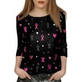 thumbnail image 3 of NAMTYQX Breast Cancer Survivor Shirts for Women Casual Pink Ribbon Print Black Size 3XL, 3 of 5