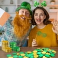 thumbnail image 5 of St Patrick's Day Plastic Gold and Green Coins 50 Pack, Four Leaf Clover Party Game Props Supplies for Treasure Hunts Table Scatter or Favors, Irish Holiday Decor, 5 of 9