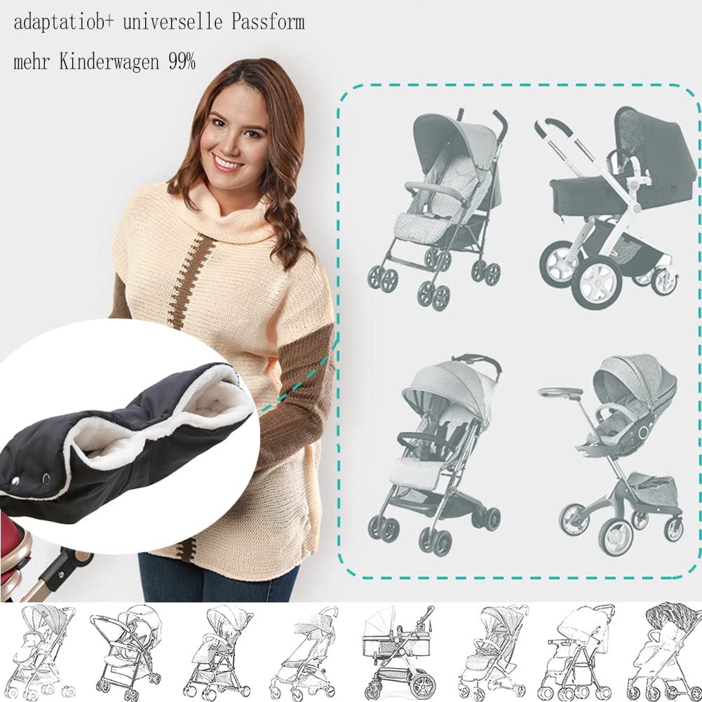 Berber Fleece Hand Warmers, Winter Stroller Accessories for Extreme Cold, Brown