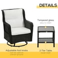 thumbnail image 6 of Outsunny 3-Piece Patio Bistro Set, PE Rattan Wicker Outdoor Furniture, Soft Cushions, 2 360 Swivel Rocking Chairs, 2-Tier Coffee Table, Cream White, 6 of 9