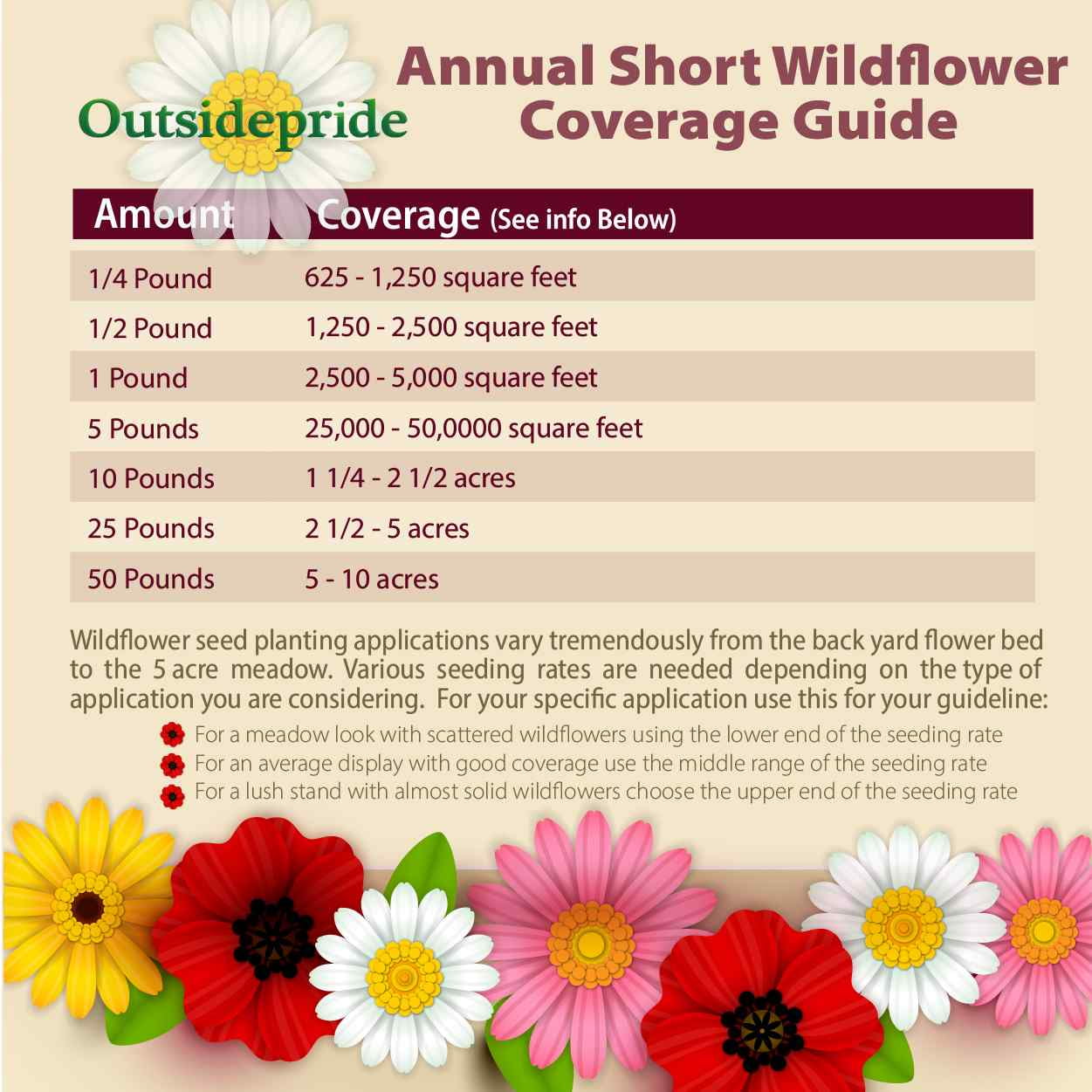 Wild Flower Seeds - Short Annual Wild Flower Seed Mix - 1 LB