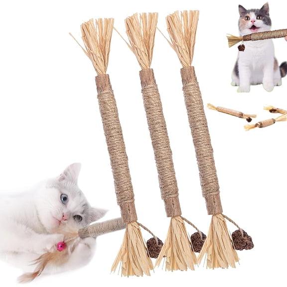 Natural Silvervine Dental Sticks, Silvervine Sticks for Cats, Interactive Cat Chew Stick for Teeth Cleaning, Scratch & Bite Resistant, for Indoor Kitty Fresh Breath