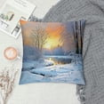 thumbnail image 2 of Fenyluxe Sunset Trees Frozen Pond Pillow Covers for Couch Sofa Indoor Outdoor Aesthetic Decorative Winter Short Plush 1PC 24x24in, 2 of 5