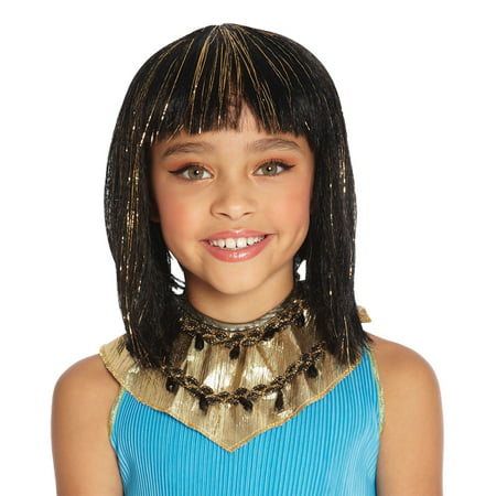 Black with Gold Cleo Wig Child Halloween Accessory