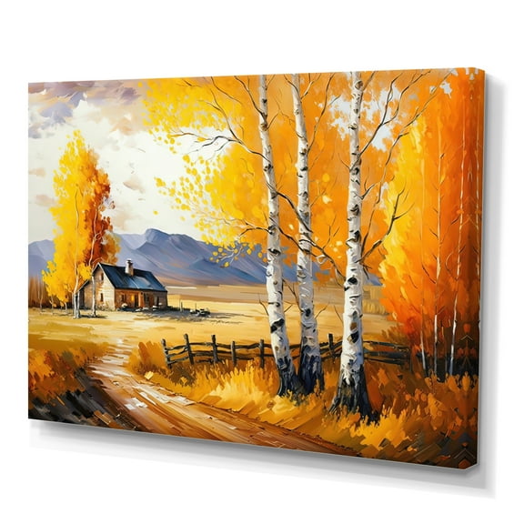 Designart Small Cottage In Autumn V Canvas Wall Art