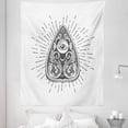 thumbnail image 1 of Ouija Board Tapestry, Hand Drawn Hatched Sketch of Oriental Motifs and Eye in the Middle, Fabric Wall Hanging Decor for Bedroom Living Room Dorm, 5 Sizes, Charcoal Grey and White, by Ambesonne, 1 of 1