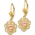 thumbnail image 2 of 14K Two-Tone Heart With Lace Trim Leverback Earrings (29 X 12) Made In Peru k4384, 2 of 5