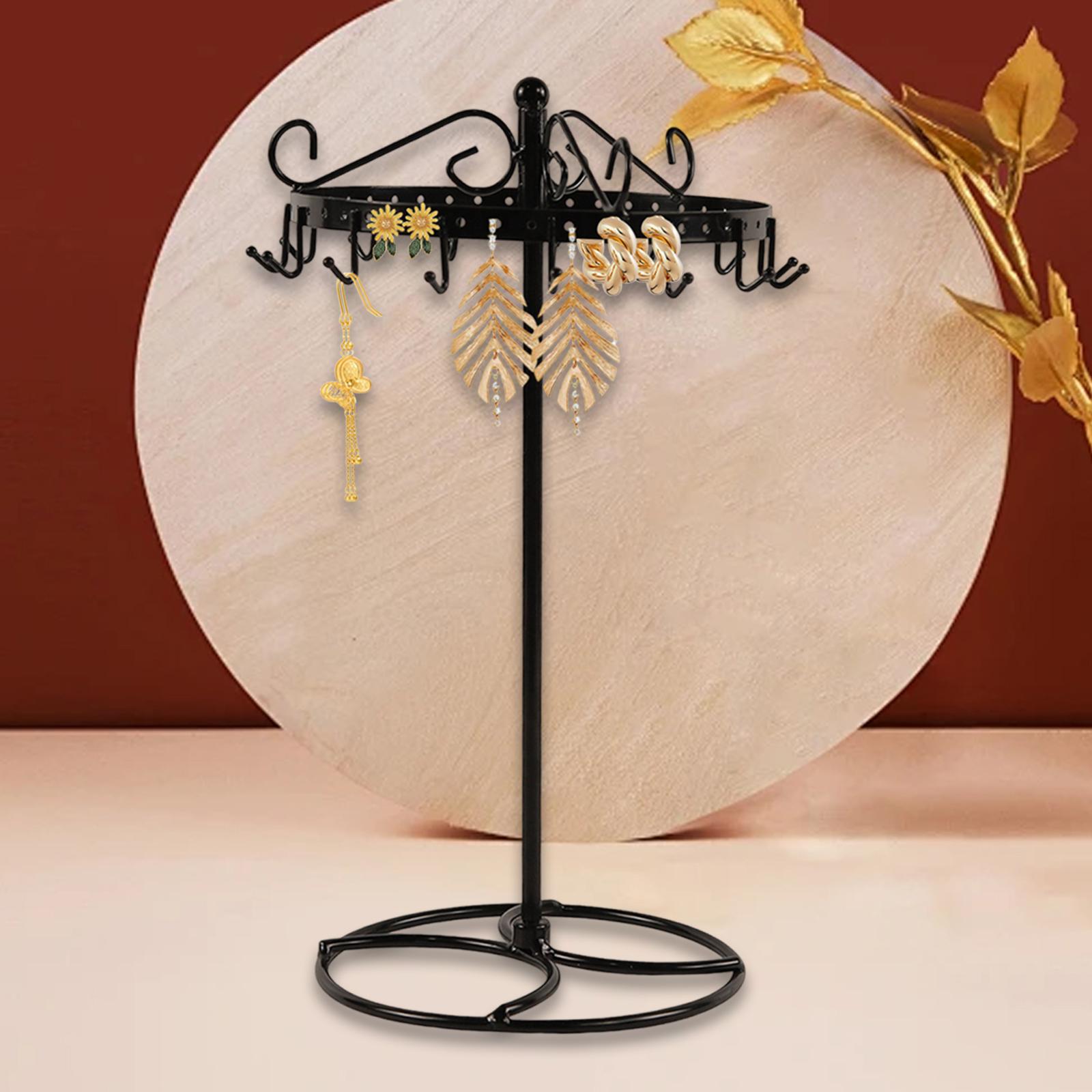 FVDPWYE Necklace Holder Organizer,Necklace Organizer Home Room Deocr Hanger with 15 Hooks Jewelry Display Tree for Keychain Necklaces Black