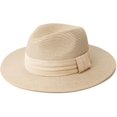 thumbnail image 1 of Women Straw Panama Hat Travel Fedora Beach Sun Hat Summer Wide Brim Straw Roll up Hat UPF 50+, 1 of 5