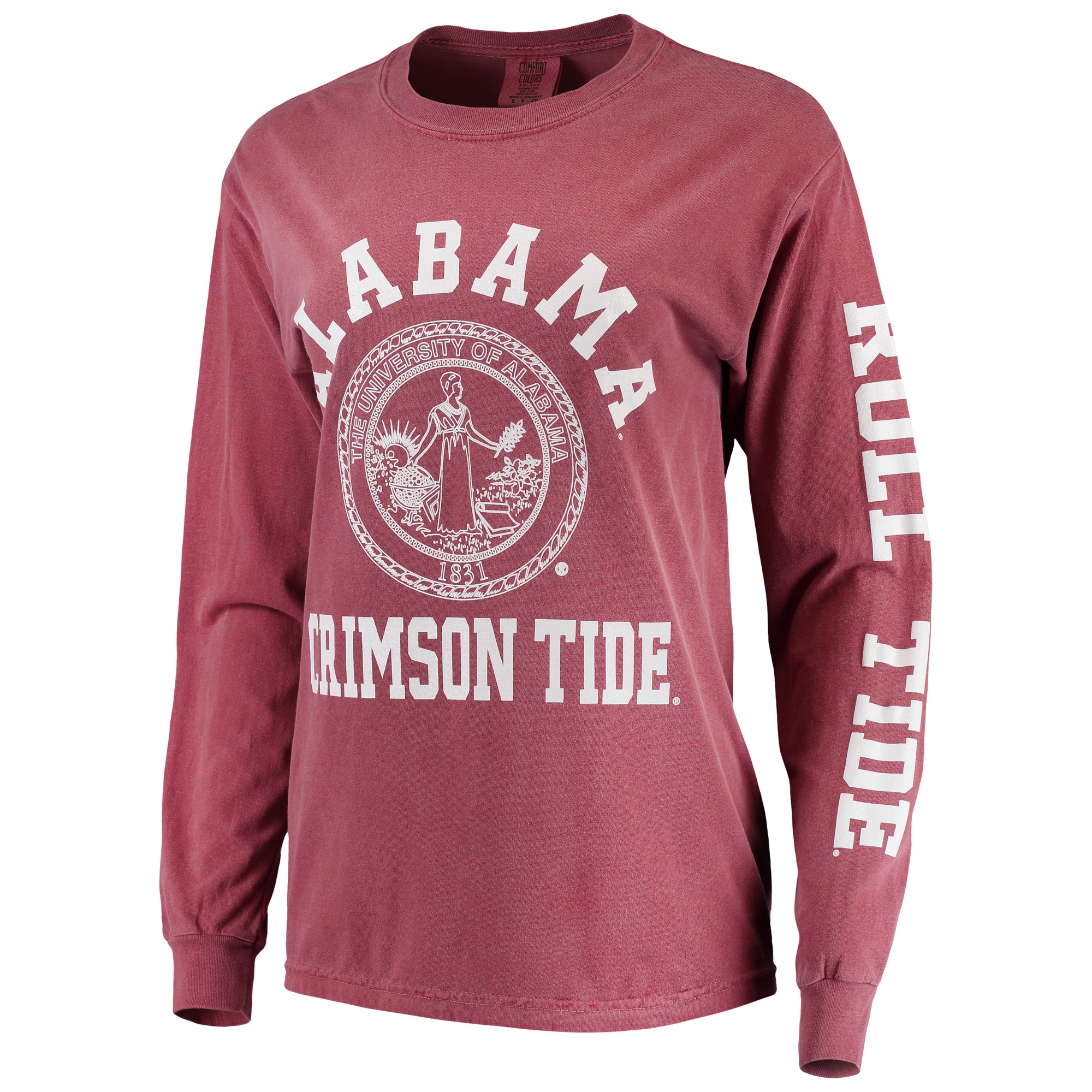 Women's Crimson Alabama Crimson Tide Oversized Comfort Colors University  Seal Long Sleeve T-Shirt - Walmart.com