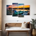 thumbnail image 3 of Elephant Stock Old Boats By The Shore Wall Art - Horizontal Multi Panel Canvas - Living Room Wall Decor - Transportation Multi Panel - Turquoise And Orange Decor - 52" x 32", 3 of 8