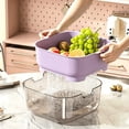thumbnail image 4 of Double Layer Colander Two Tier Wash Basin, Plastic Kitchen Fruit Vegetable Rinsing Draining Container, Multifunctional Food Washing Basket for Daily Household Meal Prep, Purple, 4 of 7