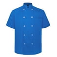 thumbnail image 7 of Toptie Short Sleeve Chef Coat Jacket Royal Blue Lightweight Button Chef Uniform, 7 of 7