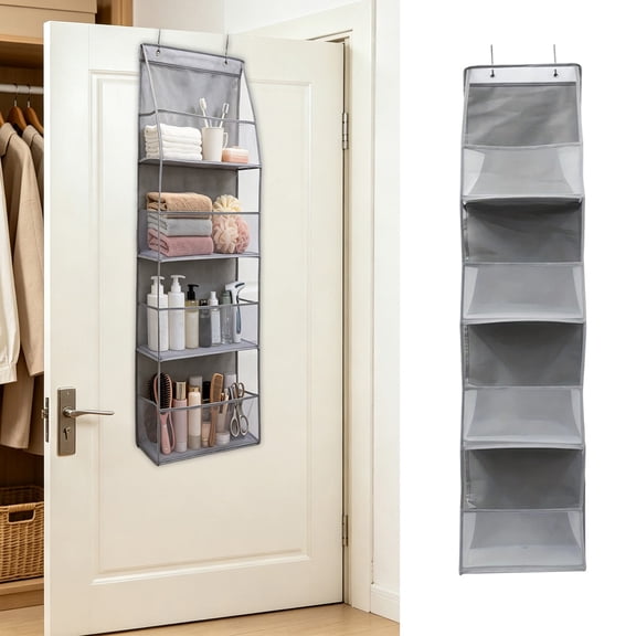 Over the Door Organizer, 4 Tier Hanging Storage with Mesh Pockets for Small Items and Supplies