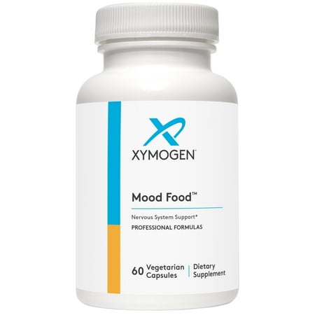 XYMOGEN Mood Food - Supports Relaxation & Healthy Mindset - Active Folate & 5-MTHF - Serotonin Support Complex for Nervous System Health - Vegetarian, Non-GMO & gluten-free - 60 Capsules