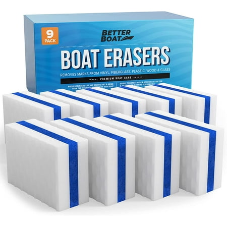 Better Boat Premium Boat Scuff Erasers | Magic Eraser Boating Accessories for Cleaning Black Streak Deck Marks and More 9 Pack