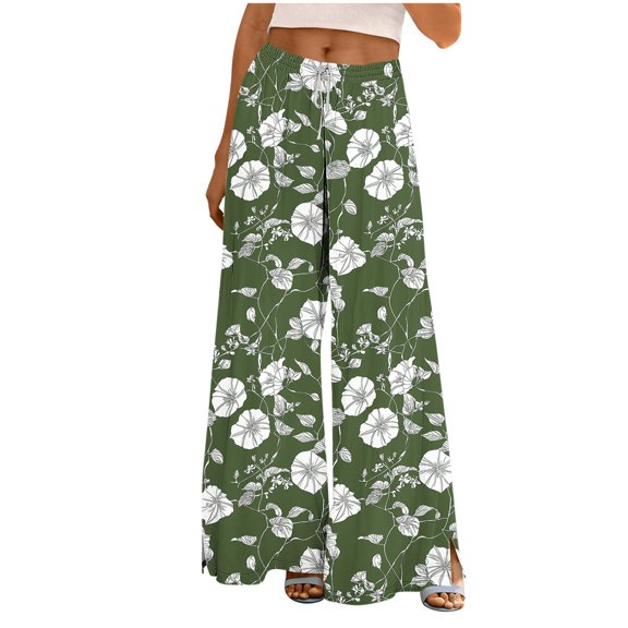 HomeGardon Pants for Women Fashion Women Printed Pants with Elastic Waist Casual Loose Pockets Pants,S-XXL