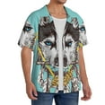 thumbnail image 2 of Sikiie Husky With Dreamcatcher Men's Cuban Shirt, Hawaiian Shirts, Business Casual Button Down Shirts, Short Sleeve Shirt-3X-Large, 2 of 5