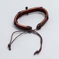 thumbnail image 3 of 2 pulseras de cuero trenzado para hombres y mujeres, pulsera ajustable en negro y marrón, 3 of 4
