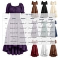 thumbnail image 3 of Renaissance Costume Women High Low Corset Dress Cottagecore Puff Sleeve Ruffles Fairy Dress, 3 of 9