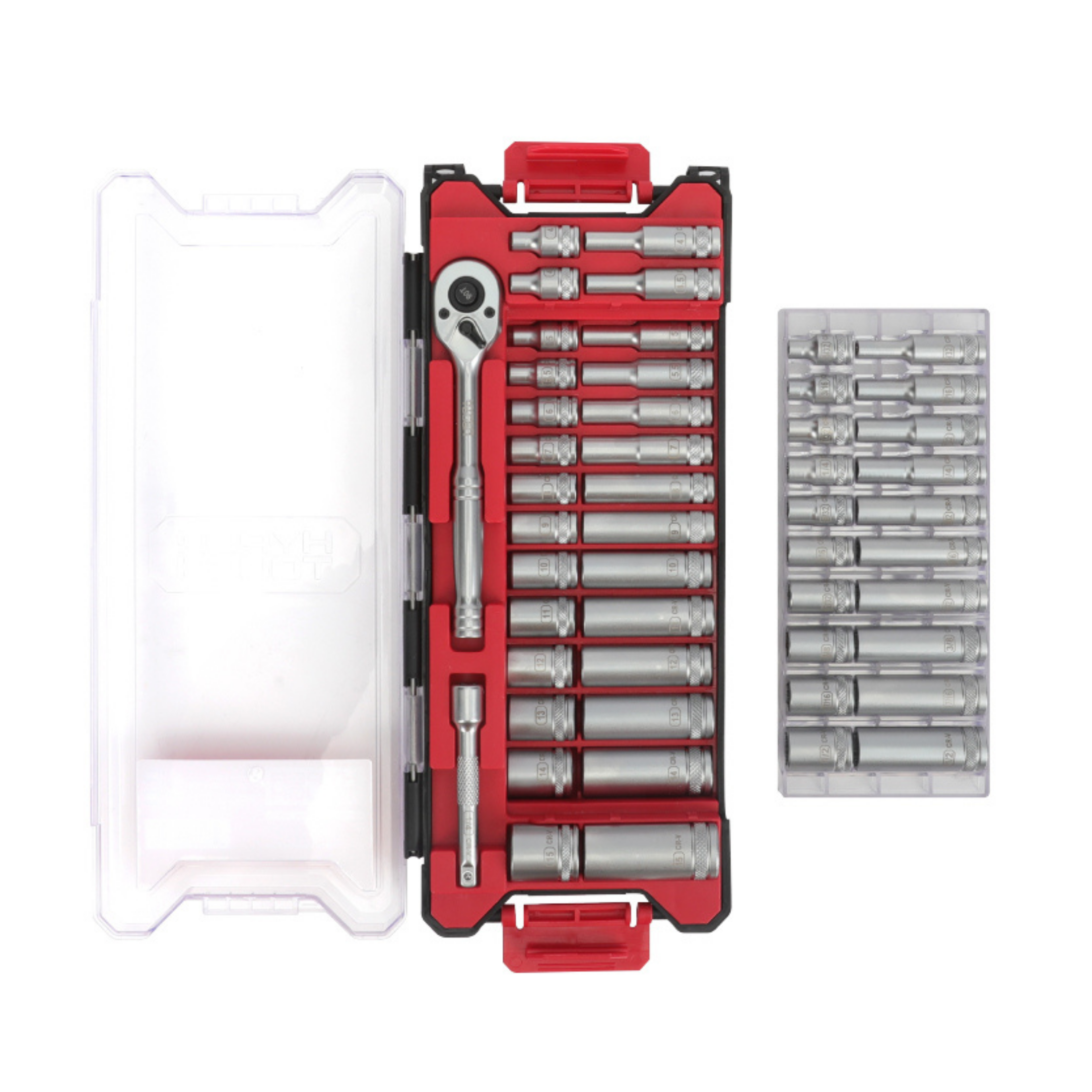 Juego de Llave de Carraca y Dados de 1/4 Pulgada Hyper Tough, SAE y Métrico, 50 Piezas 8
