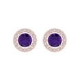 thumbnail image 3 of Clara Pucci 1.24Ct Natural Amethyst Round Cut VVS1 Screw Back Stud 18k Solid hypoallergenic Gold Designer Earrings For February, 3 of 7
