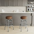 thumbnail image 3 of Emma + Oliver Weathered Brown Swivel Seat Double Ring Bar Stool, 3 of 9