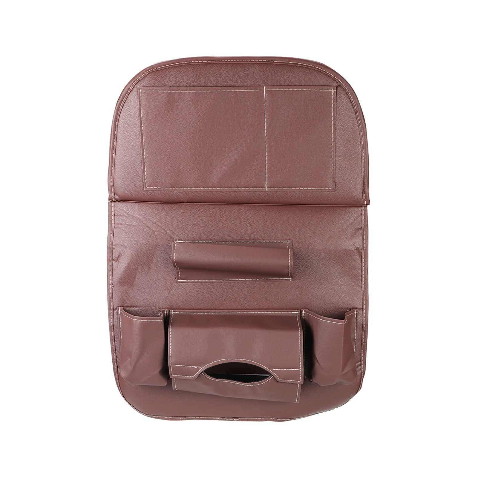 Ywbawe Leather Car Back Seat Organizer with Folding Tray, PU Material Storage Bag for SUV and Vehicle Travel, 1 Count