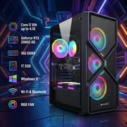 STGAubron Gaming PC Computer Desktop, RTX 2060S 8G, Intel Core I7 8th up to 4.1G, 16G DDR4, 1T SSD, 600M WiFi, BT 5.0, RGB Fan x6, Windows 11 Home