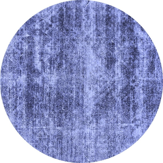 Ahgly Company Indoor Round Abstract Blue Modern Area Rugs, 4' Round
