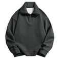 thumbnail image 1 of Blusa y camisa de cuello vuelto de manga larga para hombre, sudadera con cremallera, polar, verde, marrón, gris, media cremallera, lisa, deportiva, para exteriores, uso diario, vacaciones, ropa de cal, 1 of 4