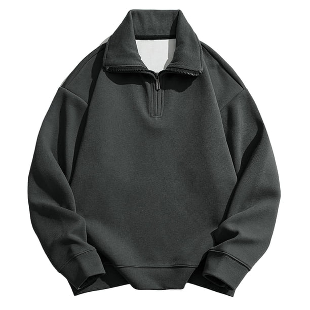 Blusa y camisa de cuello vuelto de manga larga para hombre, sudadera con cremallera, polar, verde, marrón, gris, media cremallera, lisa, deportiva, para exteriores, uso diario, vacaciones, ropa de cal