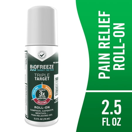 Biofreeze Triple Target Muscle & Arthritis Pain Relief Roll-On with Menthol, Camphor & Capsaicin, 2.5 fl oz